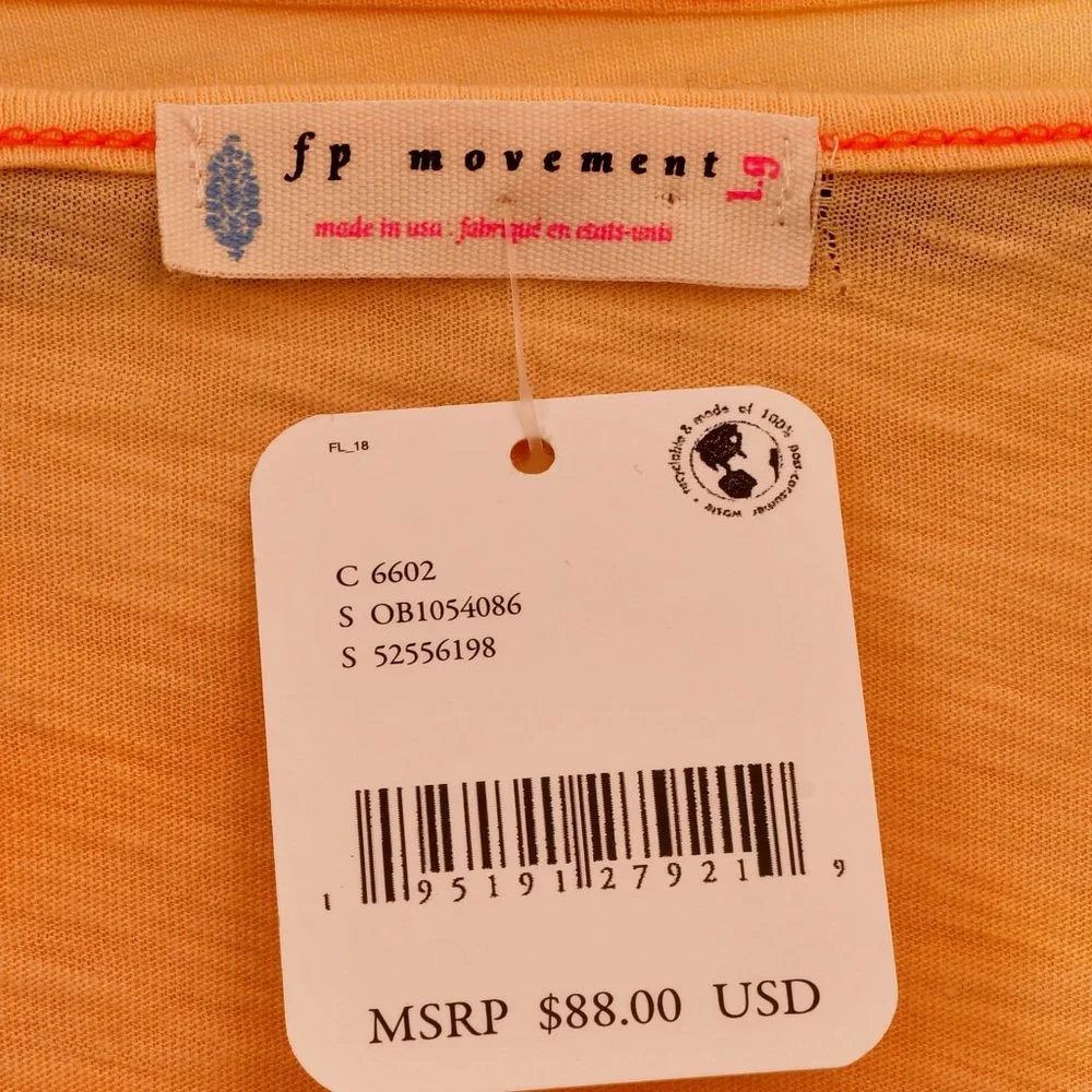 Free People Tie-Dye Fringe Short Sleeve Top in Coral and Cream